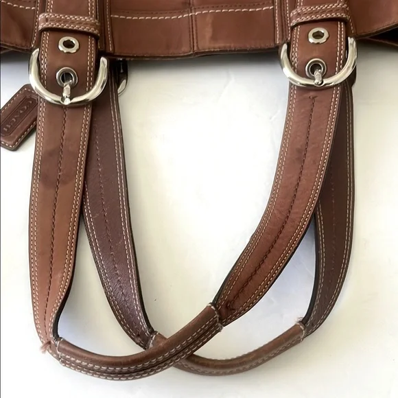 Coach Brown Leather Tote Shoulder HandBag Purse - Picture 7 of 11